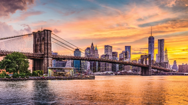 Brooklyn bridge NYC sunset