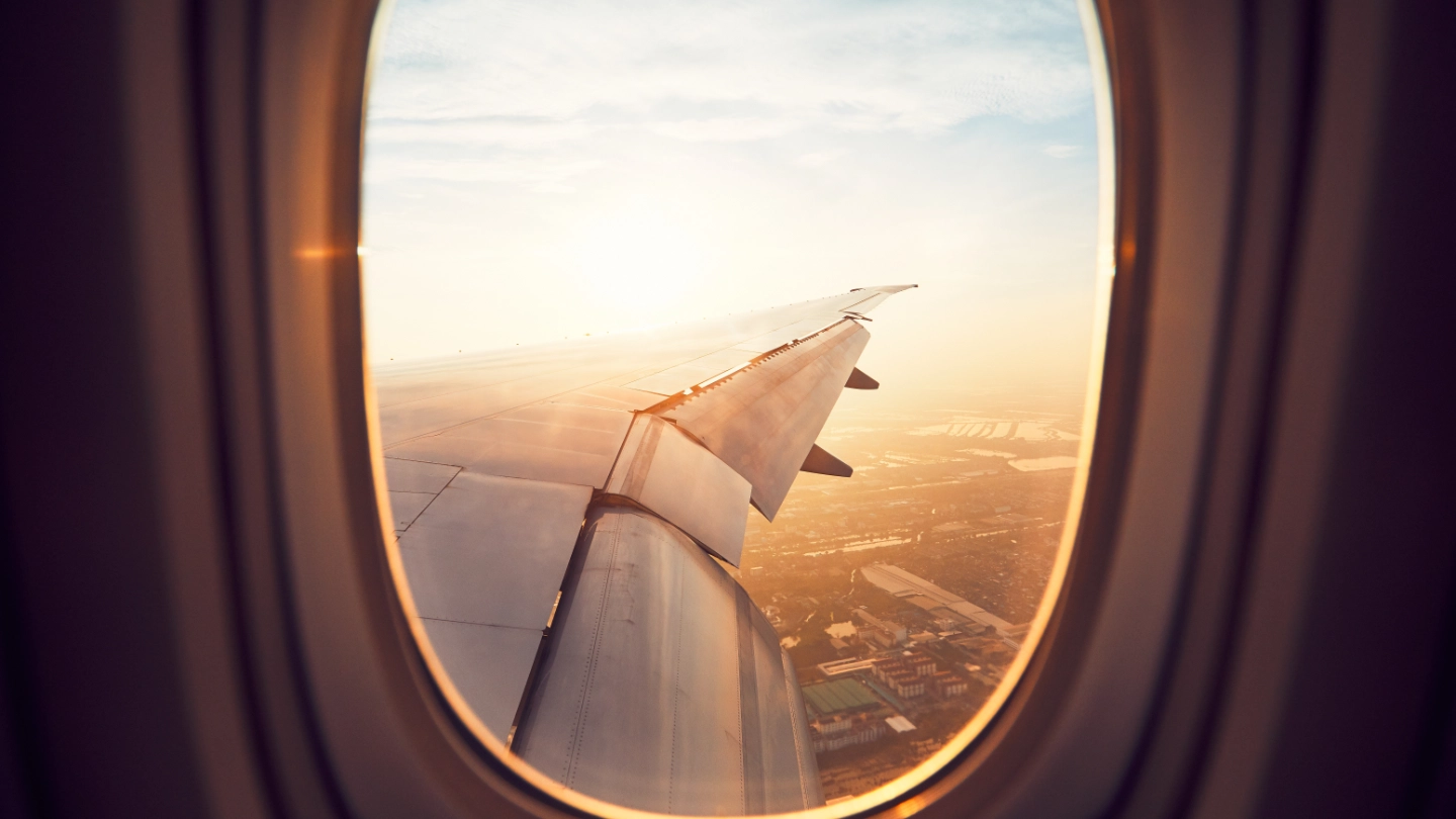 View through an aeroplane window 