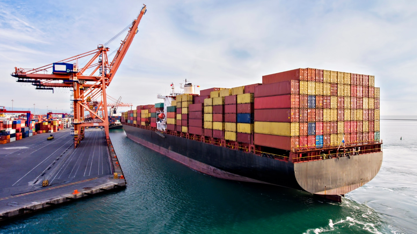 Shipping container at dockside Shipping container at dockside