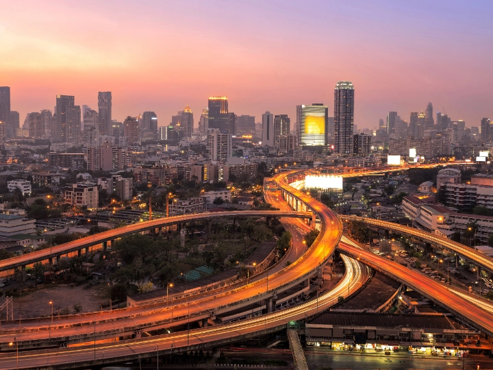 Singapore skyline evening Singapore skyline evening